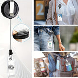 4 Pack Retractable ID Badge Holder with Lanyard Clear Card Holder for Work ID Access Cards Vertical Pocket