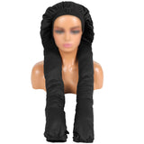 2-in-1 High Elastic Long Braid Bonnet for Sleeping Stretch Hair Cap for Braids Long Hair Black