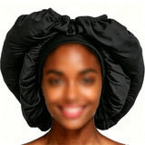 2-in-1 High Elastic Long Braid Bonnet for Sleeping Stretch Hair Cap for Braids Long Hair Black