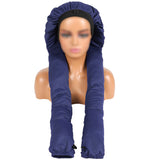 2-in-1 High Elastic Long Braid Bonnet for Sleeping Stretch Hair Cap for Braids Long Hair Navy