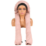 2-in-1 High Elastic Long Braid Bonnet for Sleeping Stretch Hair Cap for Braids Long Hair Pink