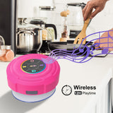 Portable Bluetooth Speaker with Suction Cup Splash Resistant Wireless Speaker with Hanging Hole for Shower Outdoors Rose Red