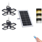 Foldable Four-Leaf Solar LED Pendant Light with Motion Sensor Remote Control Double Light Style