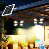Foldable Four-Leaf Solar LED Pendant Light with Motion Sensor Remote Control Double Light Style