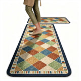 2 PCS Set Kitchen Floor Mats Soft Area Rugs for Kitchen Bathroom Multicolor