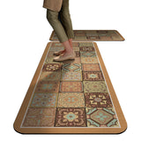 2 PCS Set Kitchen Floor Mats Soft Area Rugs for Kitchen Bathroom Brown