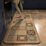 2 PCS Set Kitchen Floor Mats Soft Area Rugs for Kitchen Bathroom Brown