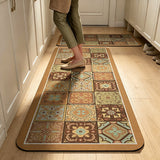 2 PCS Set Kitchen Floor Mats Soft Area Rugs for Kitchen Bathroom Brown