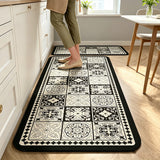 2 PCS Set Kitchen Floor Mats Soft Area Rugs for Kitchen Bathroom Black