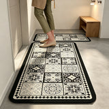 2 PCS Set Kitchen Floor Mats Soft Area Rugs for Kitchen Bathroom Black