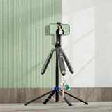 Bluetooth Selfie Stick Tripod with Ring Light Remote Control Phone Stand for Live Streaming Black