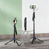 Bluetooth Selfie Stick Tripod with Ring Light Remote Control Phone Stand for Live Streaming Black