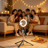 Bluetooth Selfie Stick Tripod with Ring Light Remote Control Phone Stand for Live Streaming Silver