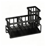 Carbon Steel Sink Caddy with Self Draining Drip Board Black