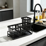 Carbon Steel Sink Caddy with Self Draining Drip Board Black