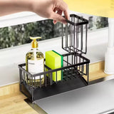 Carbon Steel Sink Caddy with Self Draining Drip Board Black
