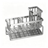 Carbon Steel Sink Caddy with Self Draining Drip Board Silver