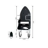 Wall Mounted Iron Storage Rack with Cord Wrap Organizer Iron Board Hanging Hook Black