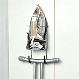 Wall Mounted Iron Storage Rack with Cord Wrap Organizer Iron Board Hanging Hook Gray