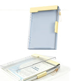 2 in 1 A4 Clipboard File Box with Storage Compartment Transparent Cover and Pen Slot Portable Document Organizer Blue