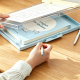 2 in 1 A4 Clipboard File Box with Storage Compartment Transparent Cover and Pen Slot Portable Document Organizer Blue