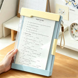 2 in 1 A4 Clipboard File Box with Storage Compartment Transparent Cover and Pen Slot Portable Document Organizer Blue