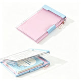 2 in 1 A4 Clipboard File Box with Storage Compartment Transparent Cover and Pen Slot Portable Document Organizer Pink