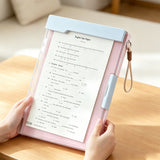 2 in 1 A4 Clipboard File Box with Storage Compartment Transparent Cover and Pen Slot Portable Document Organizer Pink