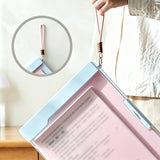 2 in 1 A4 Clipboard File Box with Storage Compartment Transparent Cover and Pen Slot Portable Document Organizer Pink