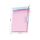 2 in 1 A4 Clipboard File Box with Storage Compartment Transparent Cover and Pen Slot Portable Document Organizer Pink