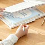 2 in 1 A4 Clipboard File Box with Storage Compartment Transparent Cover and Pen Slot Portable Document Organizer White
