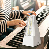 Universal Mechanical Metronome with Raised Scale Markings with Clear Dust Cover for Piano Guitar Violin Music Practice White