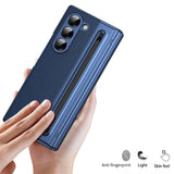 Foldable Phone Case with Replacement Stylus for Samsung Galaxy Z Fold8/Z Fold6/Z Fold5 Blue
