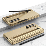 Foldable Phone Case with Replacement Stylus for Samsung Galaxy Z Fold8/Z Fold6/Z Fold5 Gold