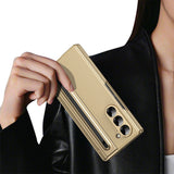 Foldable Phone Case with Replacement Stylus for Samsung Galaxy Z Fold8/Z Fold6/Z Fold5 Gold