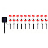 Solar Red Mushroom Garden Lights with 8 Lighting Modes Outdoor Stake Lights for Lawn Pathway Yard Decoration