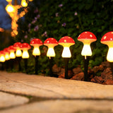 Solar Red Mushroom Garden Lights with 8 Lighting Modes Outdoor Stake Lights for Lawn Pathway Yard Decoration