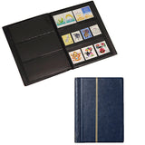 3-Row Stamp Album with Clear Pocket Pages Compact Stamp Collection Book Blue