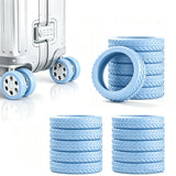 16Pcs Rubber Suitcase Wheel Cover Anti Wear Replacement Luggage Wheel Covers Protectors Blue