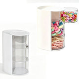 2PCS Rotating 3-Tier Makeup Brush Holder Hair Ties Organizer White
