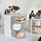 2PCS Rotating 3-Tier Makeup Brush Holder Hair Ties Organizer White