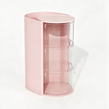 2PCS Rotating 3-Tier Makeup Brush Holder Hair Ties Organizer Pink