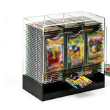 3-Slot Acrylic Card Storage Box with Bottom Push Out Design Clear Trading Card Display Case Organizer for Sports Game Cards Black