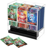 3-Slot Acrylic Card Storage Box with Bottom Push Out Design Clear Trading Card Display Case Organizer for Sports Game Cards Black
