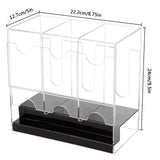 3-Slot Acrylic Card Storage Box with Bottom Push Out Design Clear Trading Card Display Case Organizer for Sports Game Cards Black