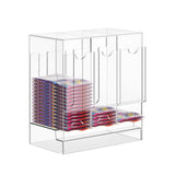 3-Slot Acrylic Card Storage Box with Bottom Push Out Design Clear Trading Card Display Case Organizer for Sports Game Cards Transparent