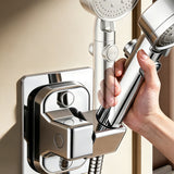 2 Pack No Punching Universal Shower Head Holder 360 Degrees Rotating Shower Head Bracket Silver