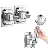 2 Pack No Punching Universal Shower Head Holder 360 Degrees Rotating Shower Head Bracket Silver