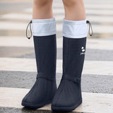 Adjustable Strap Water Resistant Rain Shoe Covers Foldable Reusable High Top Boot Covers Black