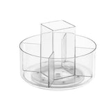 Rotating Clear Desk Organizer with Divided Compartments Spinning Pen Holder for Pens Markers Stationery Office Supplies Style 1